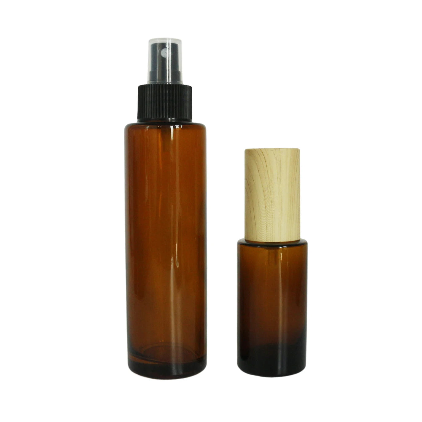 Empty Round 30ml 1oz Amber Glass Lotion Pump Bottle for Essential Oil Hair Oil with Gold Pump - 图片 5