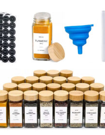 Custom Kitchen 4oz 120ml Glass Barbecue Seasoning square Container Spice Jars Bottles With Bamboo Shaker Lid Label Spice
