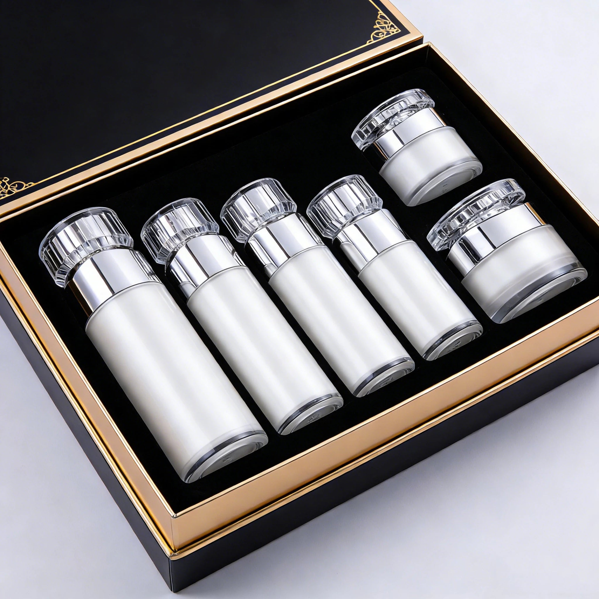 Luxury Round Airless Essence Pump Bottle 15ml 30ml 50ml 100ml 120ml 15g 30g 50g Empty Eye Cream Lotion Jar Set