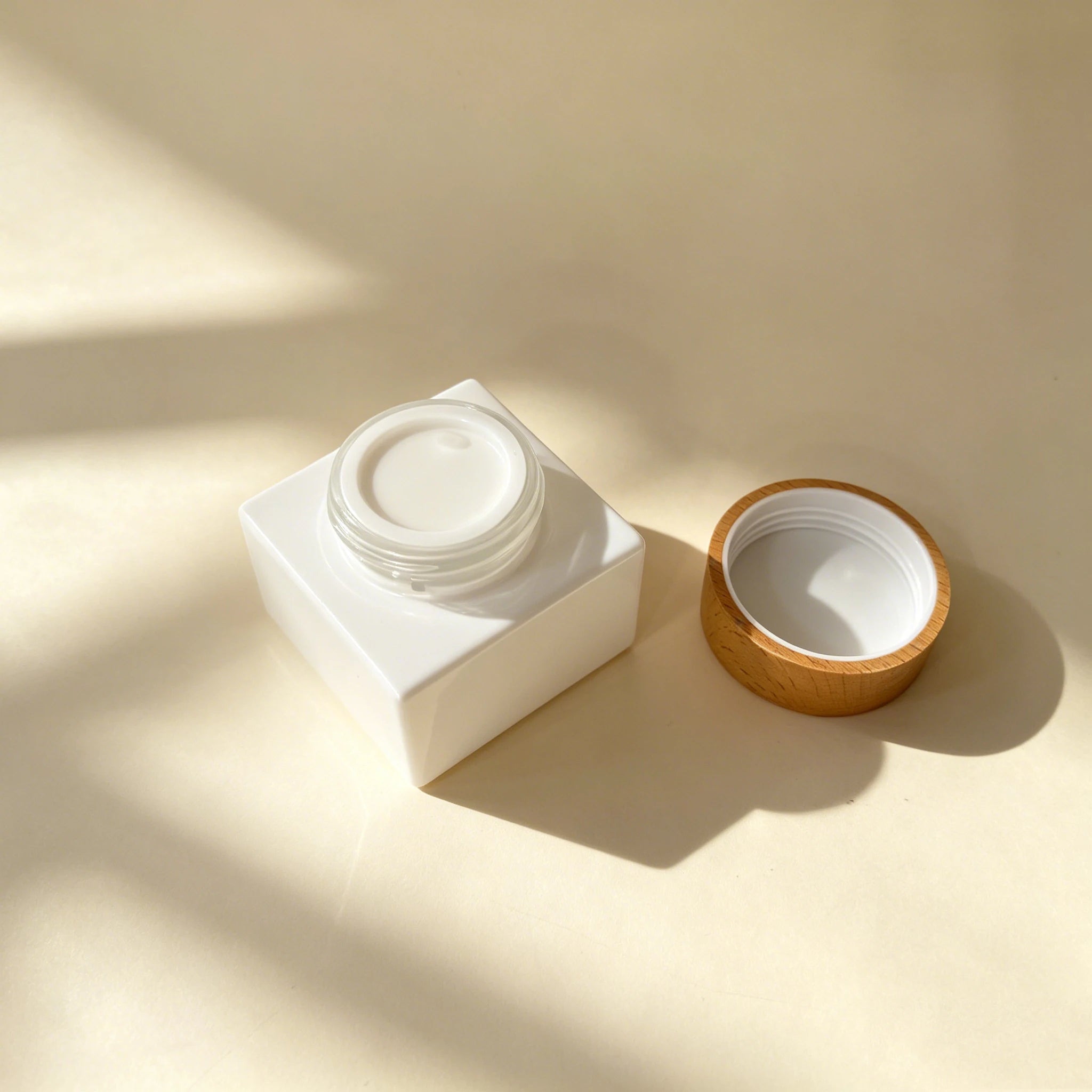 Face Cream Cosmetic Lip Balm Empty square Glass Jar with Wooden Lid for Skin Care Packaging Set 30ml 50ml 30g 50g - 图片 4