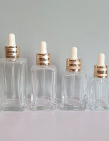 High Quality clear Body Oil Container 30ml 50ml 75ml 100ml Essential Oil Bottle Square Dropper Cosmetics Glass Bottles for Serum