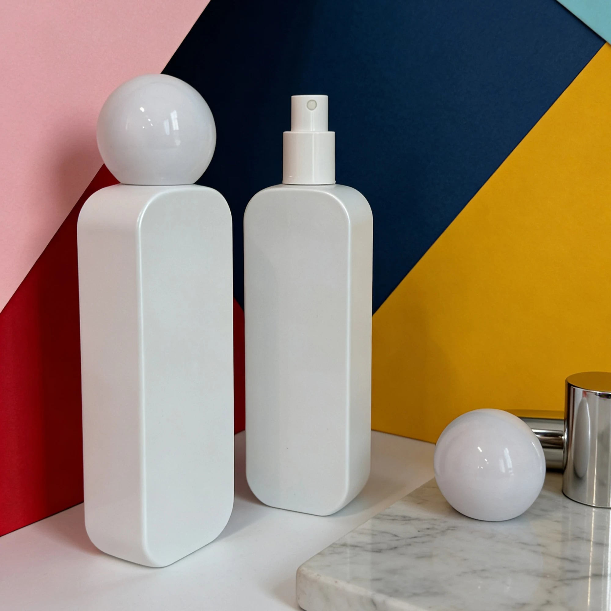 High Quality Refillable White Square Glass Perfume Bottle 100ml Empty Spray Bottle for Lid for Screen Printing Face Cream - 图片 5