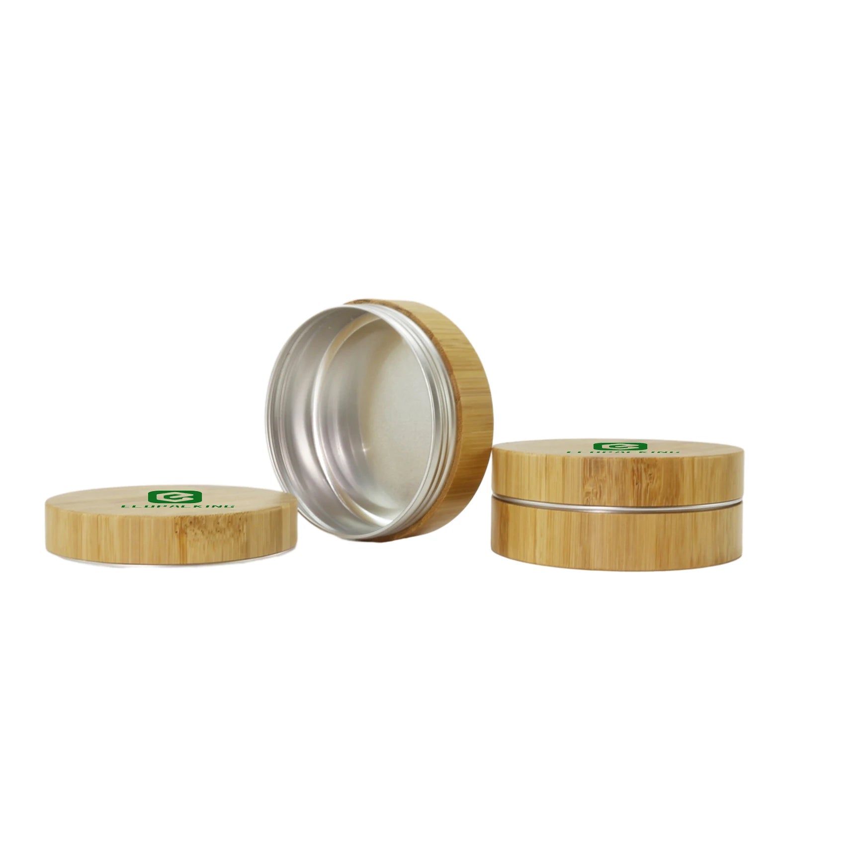 Round Metal Engrave Aluminium Cosmetic Jar Bamboo Aluminum Tins Can Food Candle Containers With Lid - 图片 6