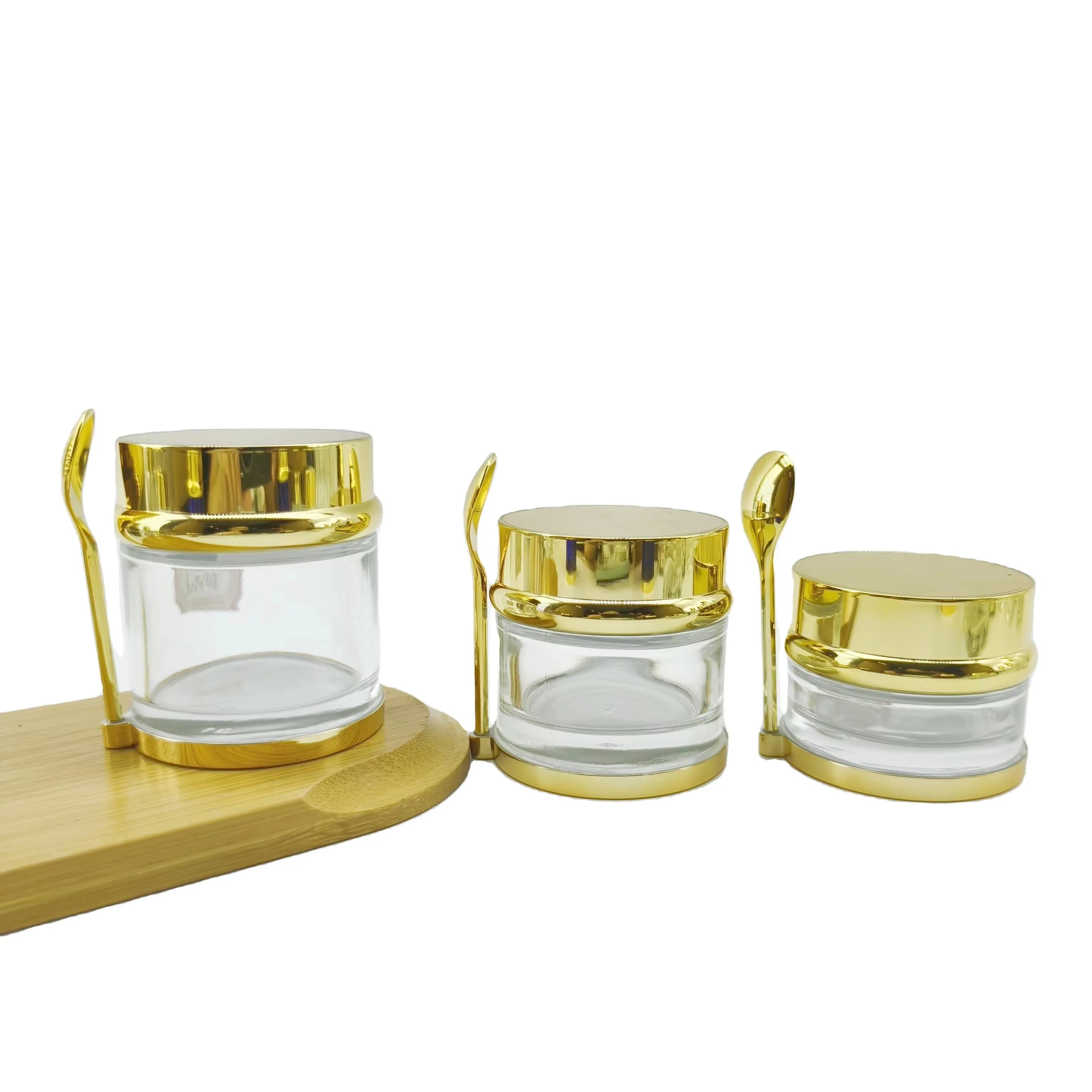 30g 50g 80g Clear Cream Glass Jar for Eye Cream Gel Packaging Cosmetic Face Skin Care Luxury GlassJar with Spoon - 图片 6