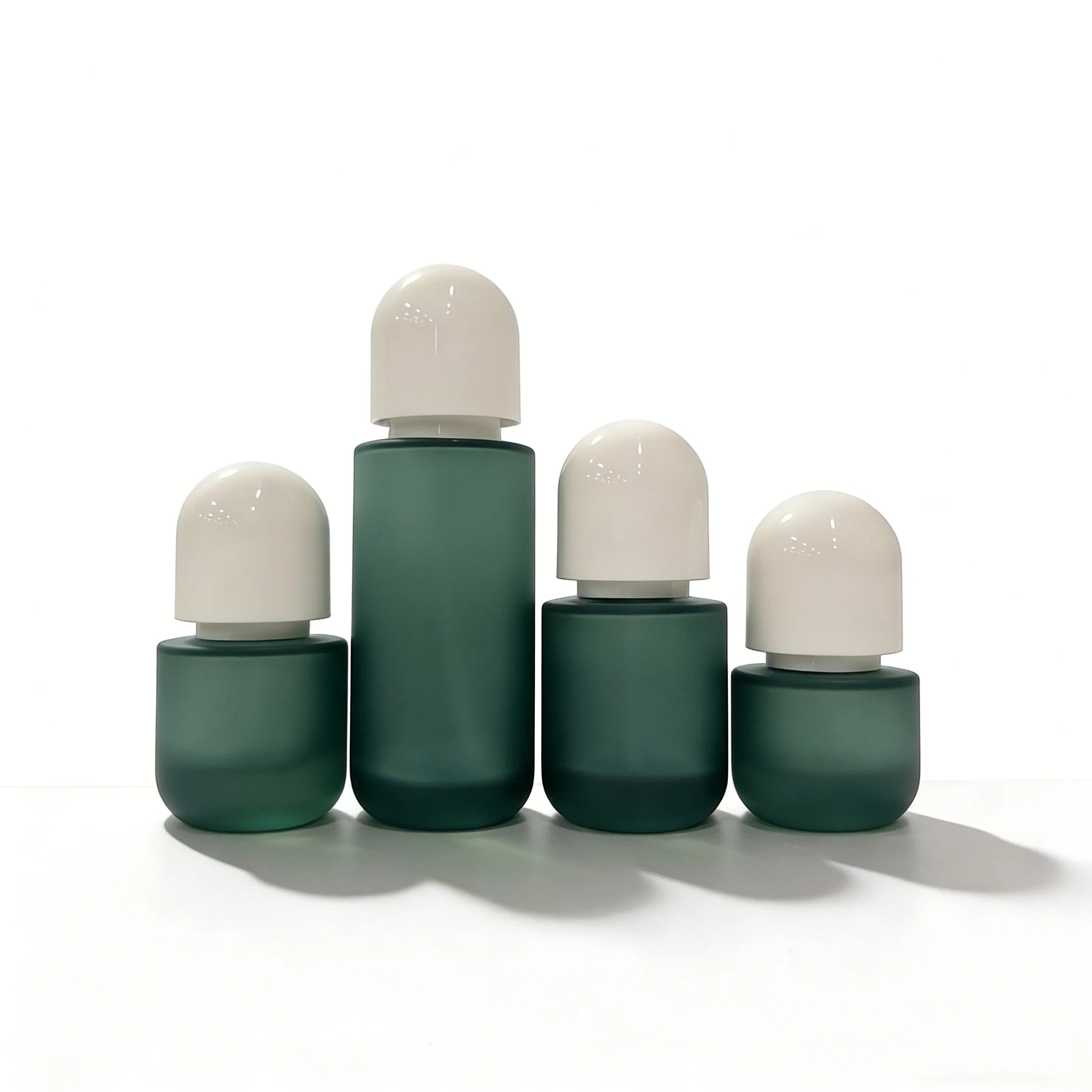 Custom 30ml 50ml 100ml 120ml 30g 50g Thickened Frosted Green Glass Face Cream Jars Skin Care Serum Spray Bottles Set - 图片 3