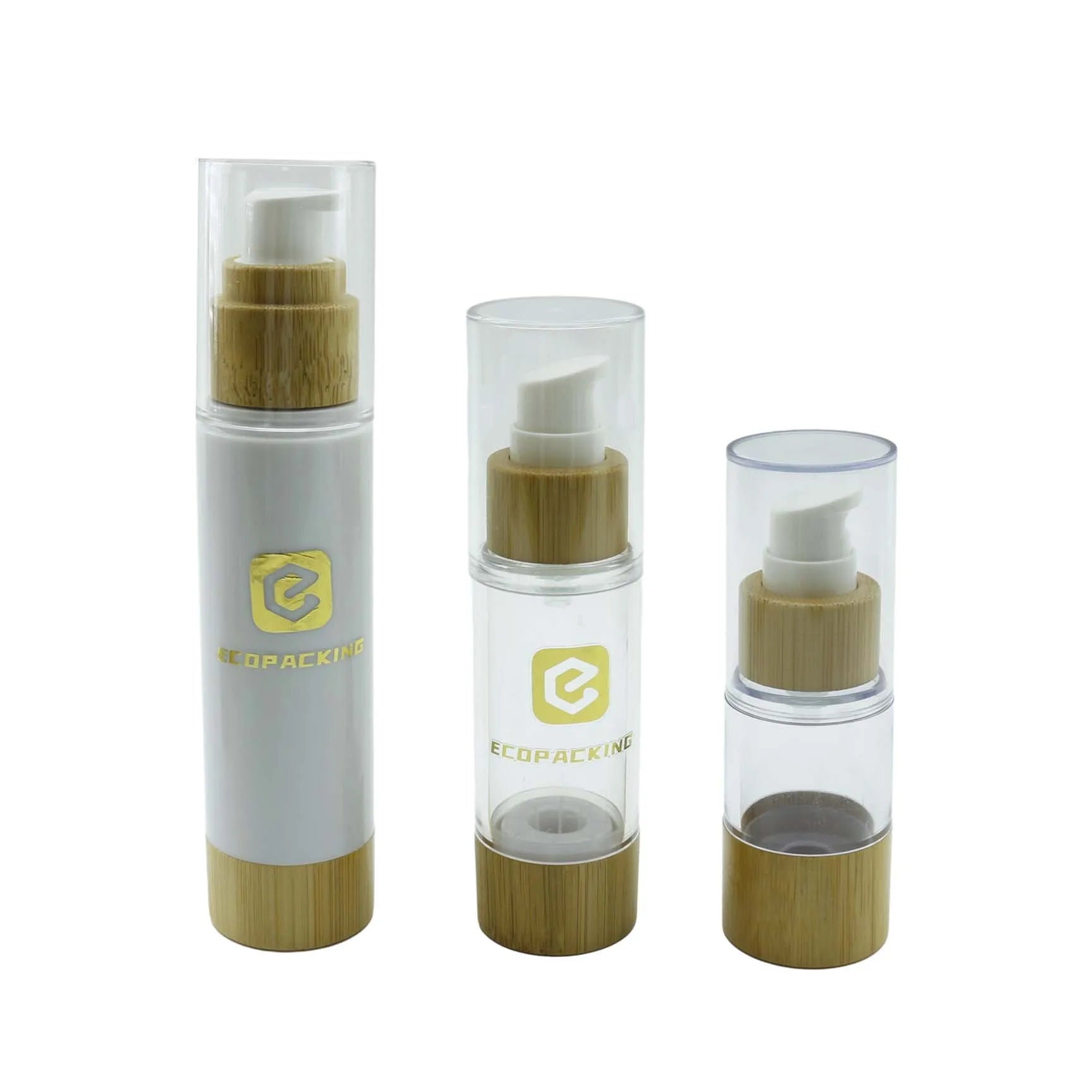 Wholesale Bamboo Cosmetic Packaging 15ml Refillable Plastic Bamboo Airless Lotion Pump Bottle - 图片 6