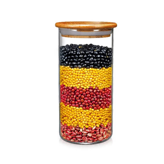 Transparent Large Glass Storage Jar with Bamboo Wooden Lid 6oz 8oz 10oz 16oz 32oz for Kitchen Food & Saffron Storage - 图片 4