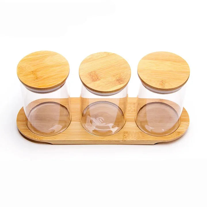Dry Food Borosilicate Glass Jars Food Storage With Bamboo Lid Airtight Kitchen Organizer - 图片 4