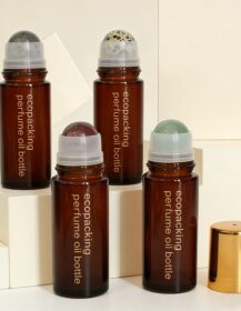 30ml 50ml Empty Glass Bottle Clear Essential Oil Bottle Unique with Quartz Gemstone Roller Ball
