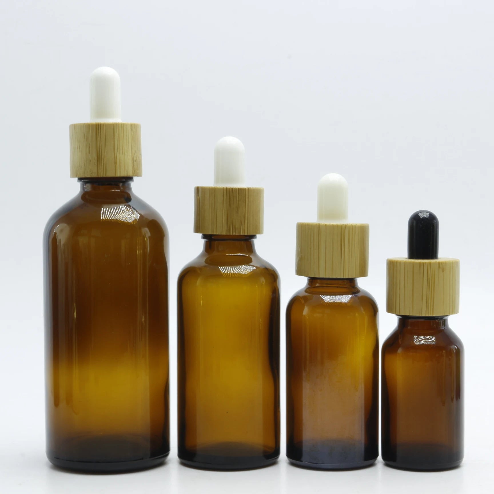 10ml 15ml 20ml 30ml 50ml 100ml frosted wooden lid dropper bottle black clear amber essential oil glass bottle with bamboo cap - 图片 6
