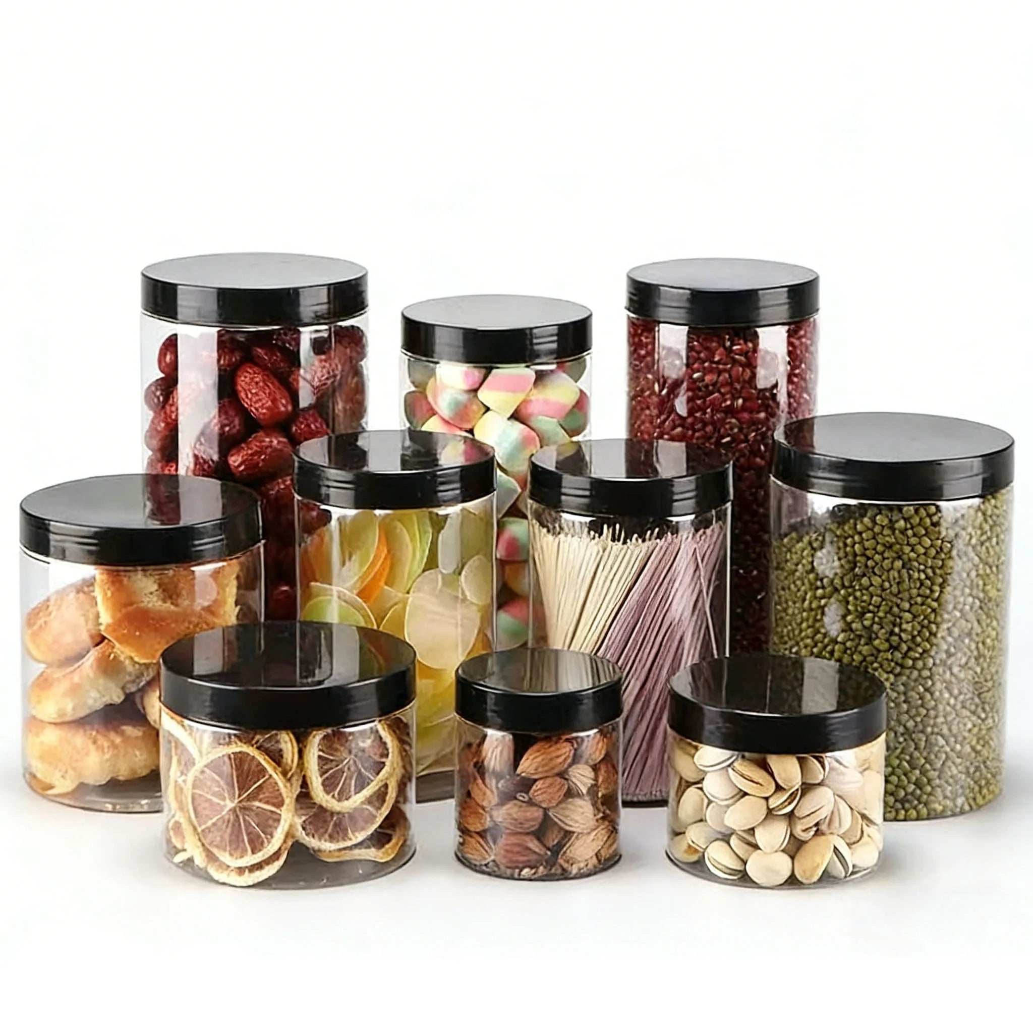 Wholesale Food Storage Container Clear PET Plastic Pickle Jars clear Plastic Spice Jars with Lids C888 - 图片 2