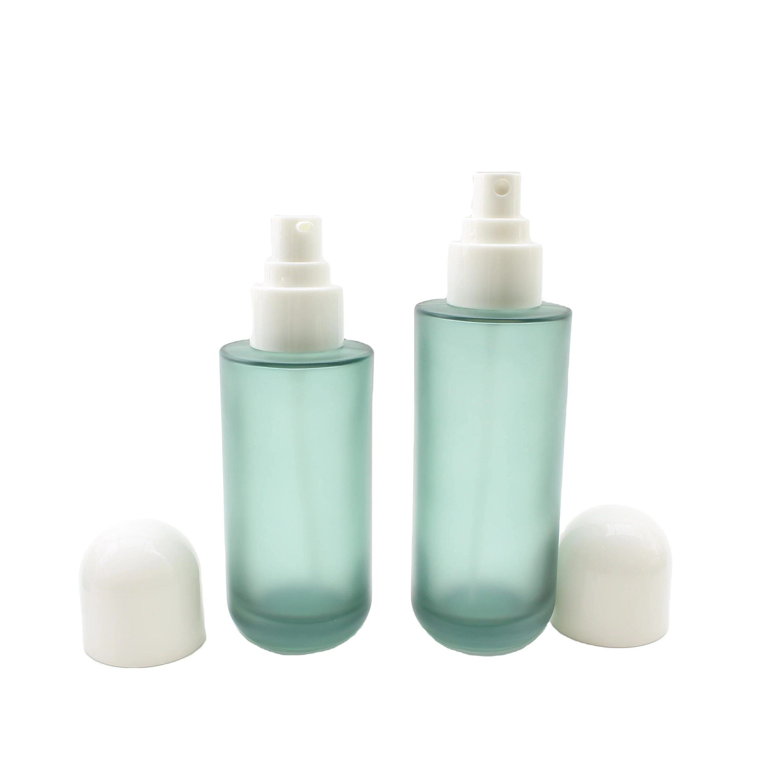 Luxury Frosted Teal Flat Shoulder Cosmetics Jar 30ml 50ml 100ml 120ml Glass Toner Lotion Serum Bottles Packaging Containers Set - 图片 4