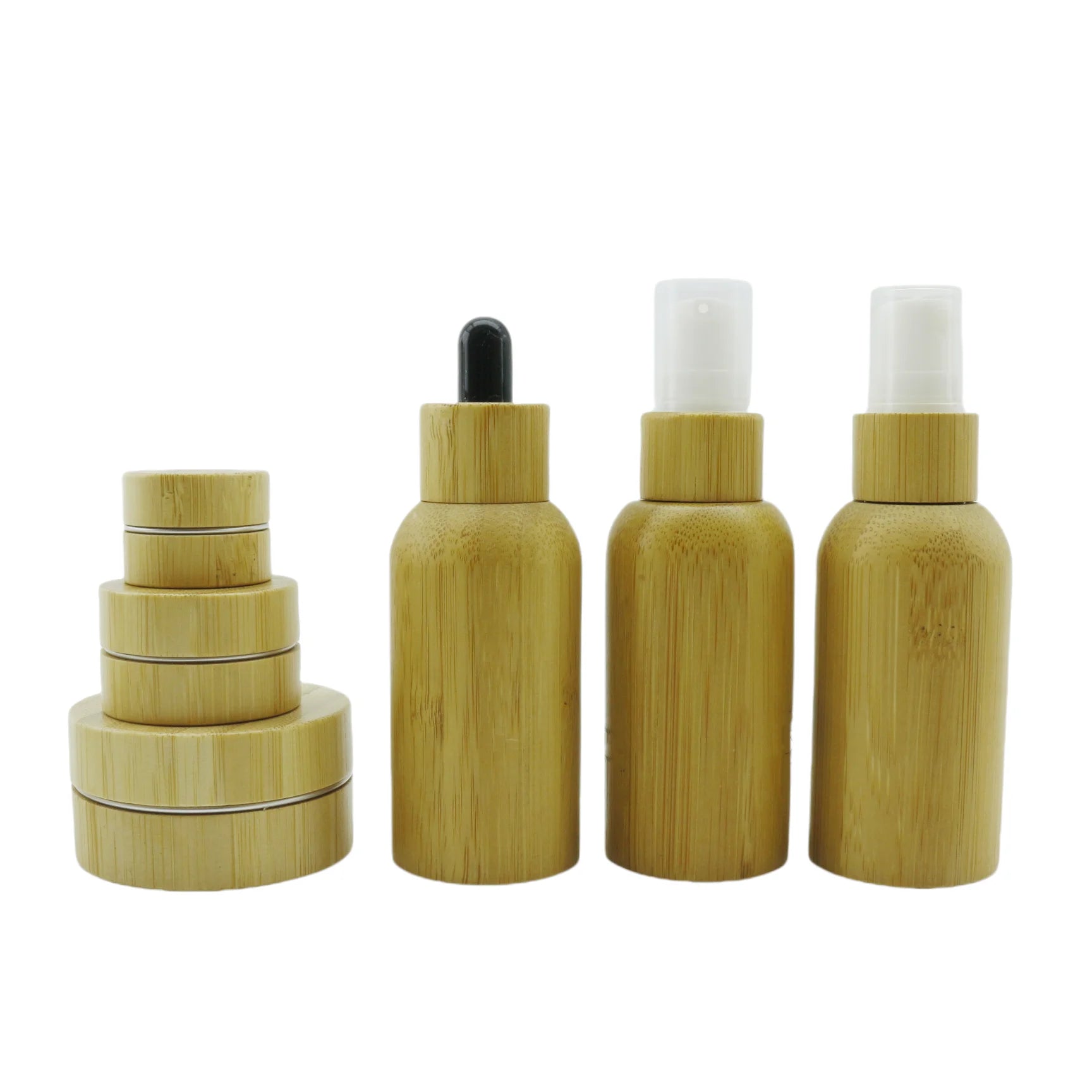 Bamboo Packaging Empty Cosmetic Cream Plastic Container 15g 30g 50g 100g Wood Lid Plastic Jar Bamboo Lid Cosmetic Jar - 图片 2