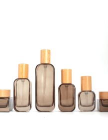 In Stock Glass Cosmetic Glass Lotion Pump Bottles and Cream Jars Set for Skincare Packaging