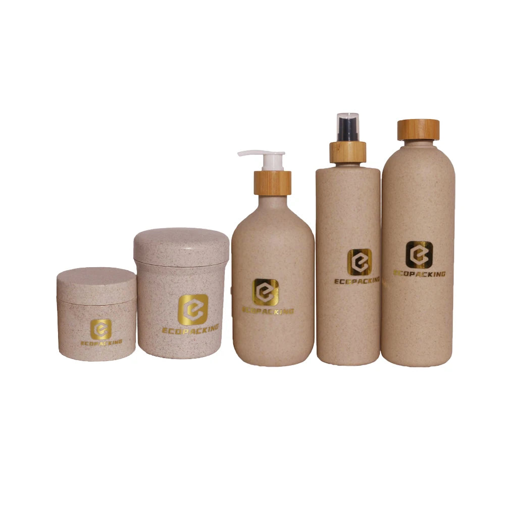 30ml 50ml 100ml 250ml 500ml Cosmetic Plastic Bottles Shampoo Lotion Bottle Wheat Straw Packaging for Skincare F888