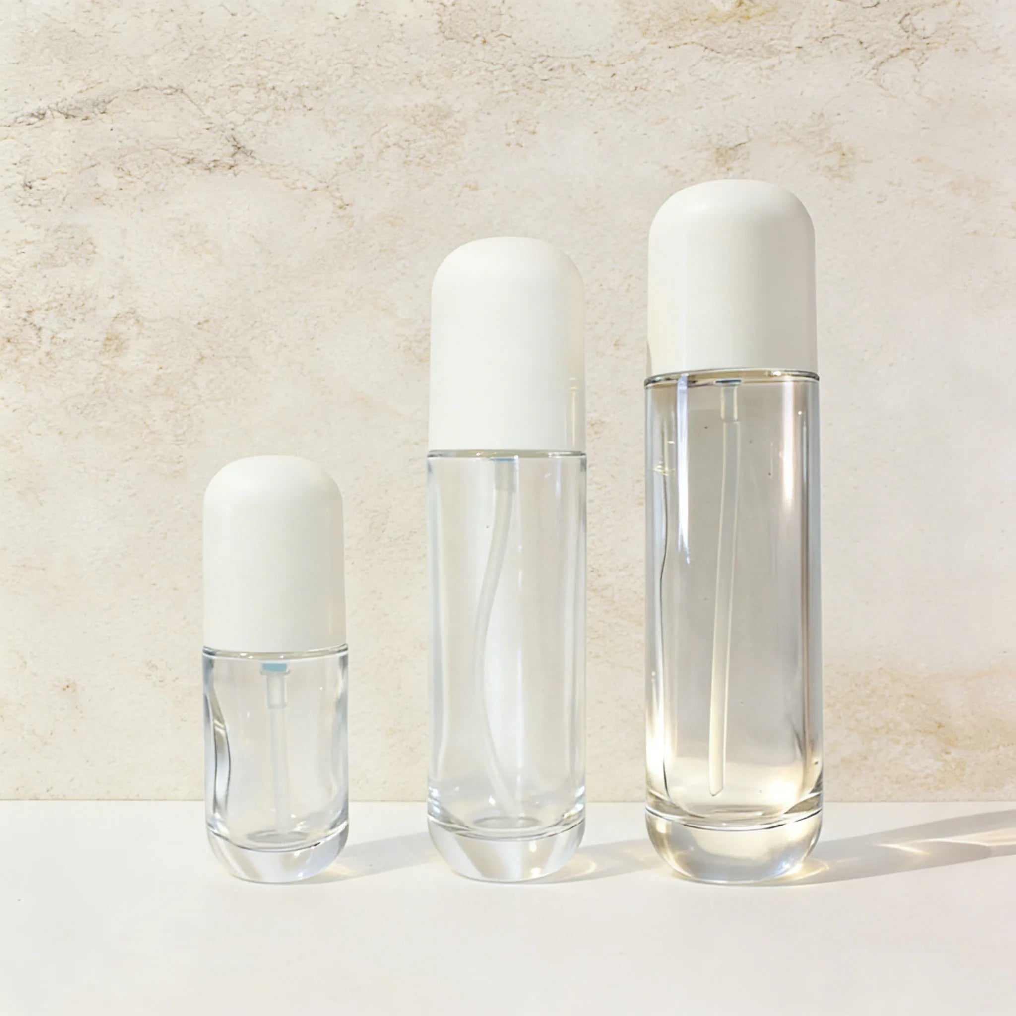 Wholesale Empty 30g 50g Clear Face Cream Jar Glass Cosmetic Lotion Pump Bottle with White Dome Cap - 图片 5