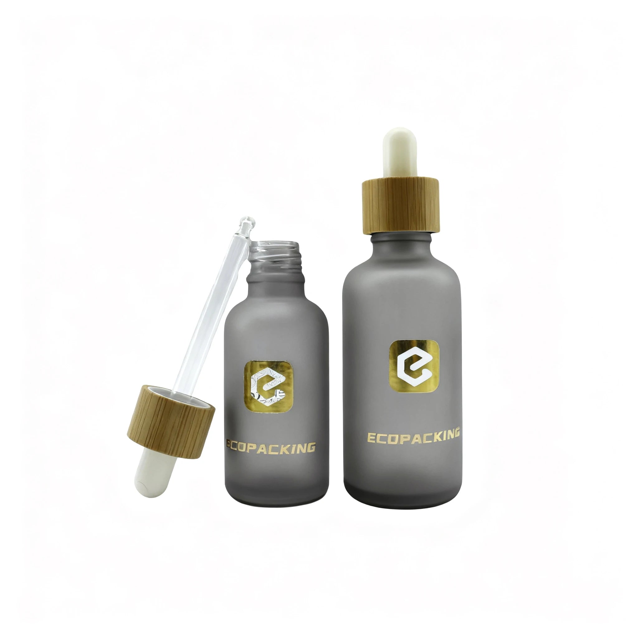 Luxury Empty Cosmetic Round Matte Frosted Face Serum Bottle 15ml 20ml 30ml 50ml 100ml Essential Oil Glass Dropper Bottle