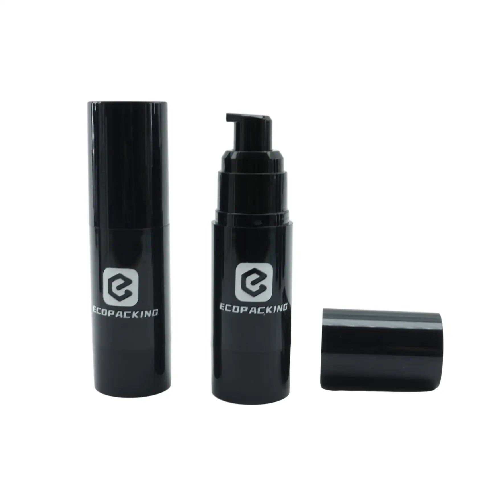 15ml 30ml 50ml Black Cosmetic Lotion Refillable Airless Pump Bottle Luxury Plastic Black Airless Pump Bottle - 图片 2