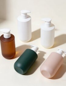 New Design 250ml 300ml HDPE Plastic Cosmetic Packaging Lotion Pump Bottle Dome Bottom OEM Logo Silk Screen Printing
