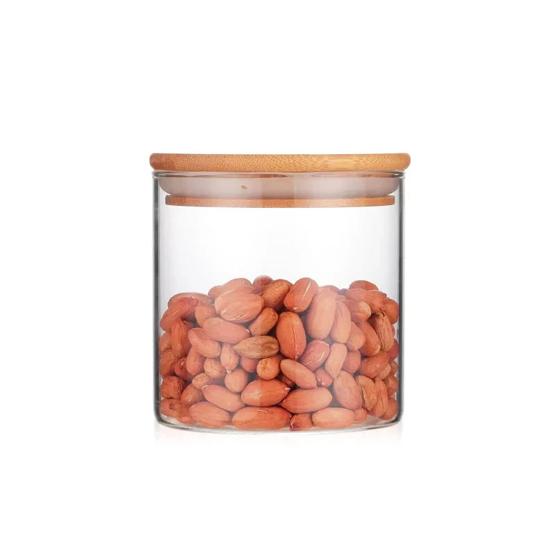 Transparent Large Glass Storage Jar with Bamboo Wooden Lid 6oz 8oz 10oz 16oz 32oz for Kitchen Food & Saffron Storage - 图片 5