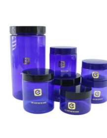 Wholesale 1oz 2oz 4oz 8oz 16oz 32oz Blue PET Plastic Facial Care Jars Recyclable Cosmetic Packing for Hair