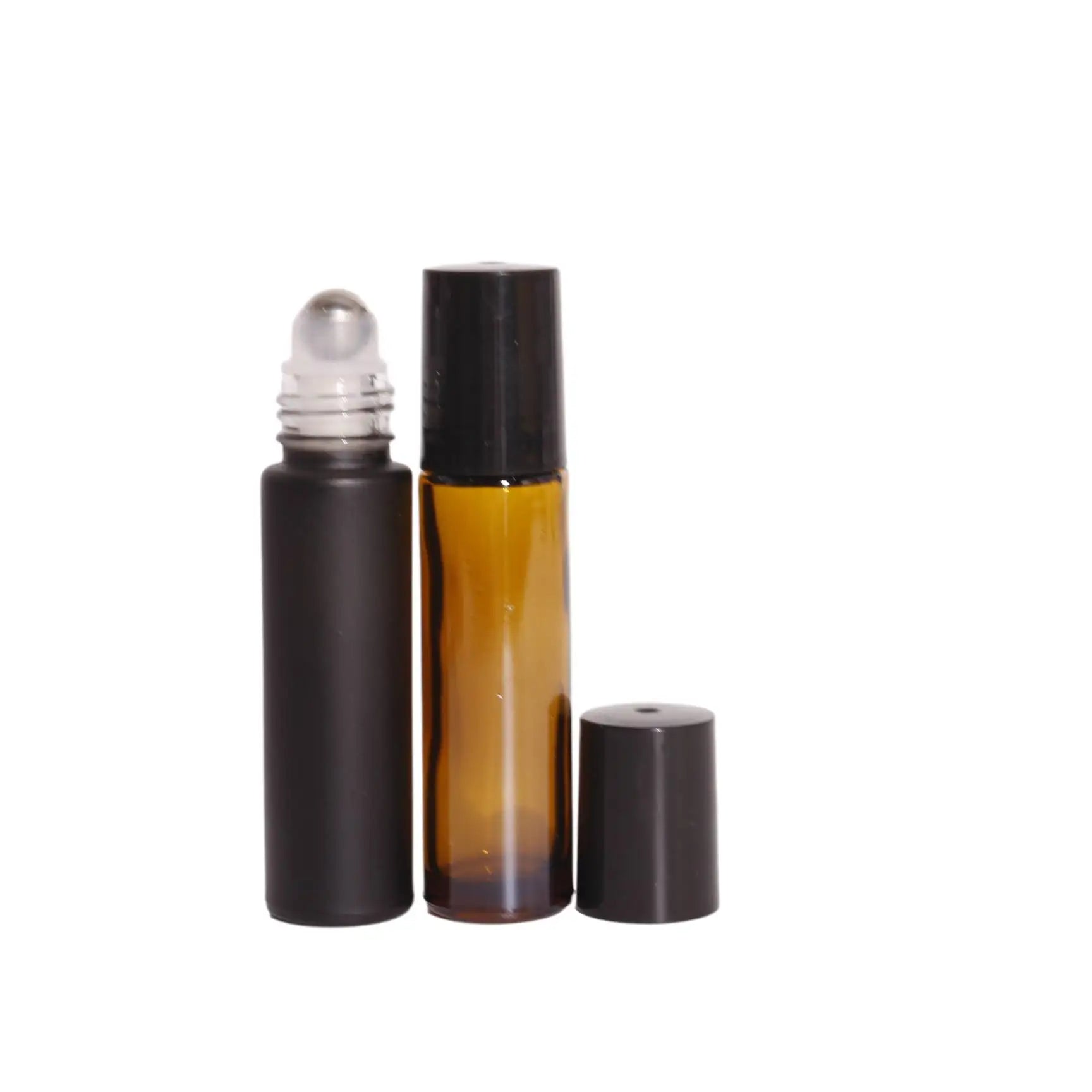 Essential Oil Roll on Glass Bottle Amber Roller Bottle with Black Lid 10ml - 图片 2