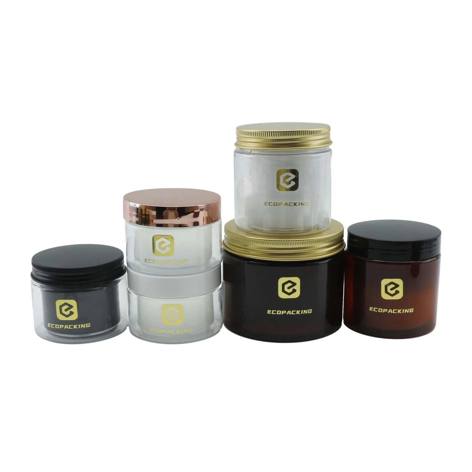 Luxury 50ml 100ml 150ml Plastic Jar clear Black Empty Skin Care Double Wall Jar with Lids - 图片 2