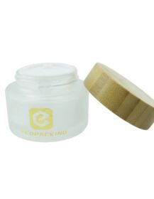 Luxury Custom Cosmetic Packaging 5ml 15ml 50ml 100ml Empty Frosted Glass Face Cream Jar with Bamboo Lids