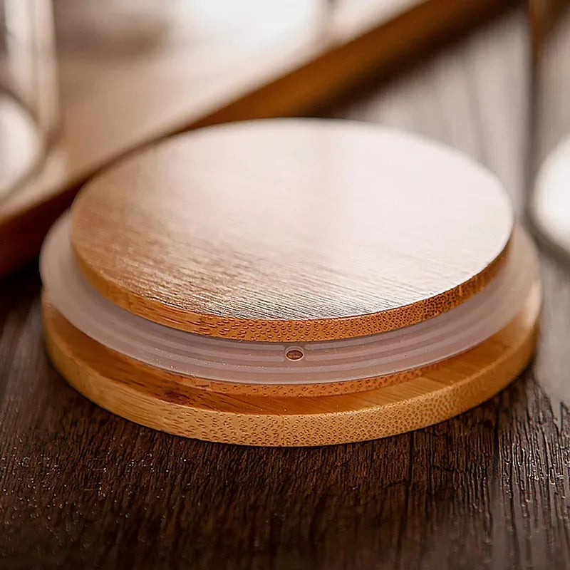 1800ml Eco-Friendly Glass Tea Storage Jar with Bamboo Lid Kitchen Food Storage Containers Set Screw Cap Sealing Packed in Carton - 图片 5