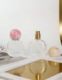 Wholesale 25ml Spherical Glass Perfume Bottle Custom Color Cap Refillable Perfume Container