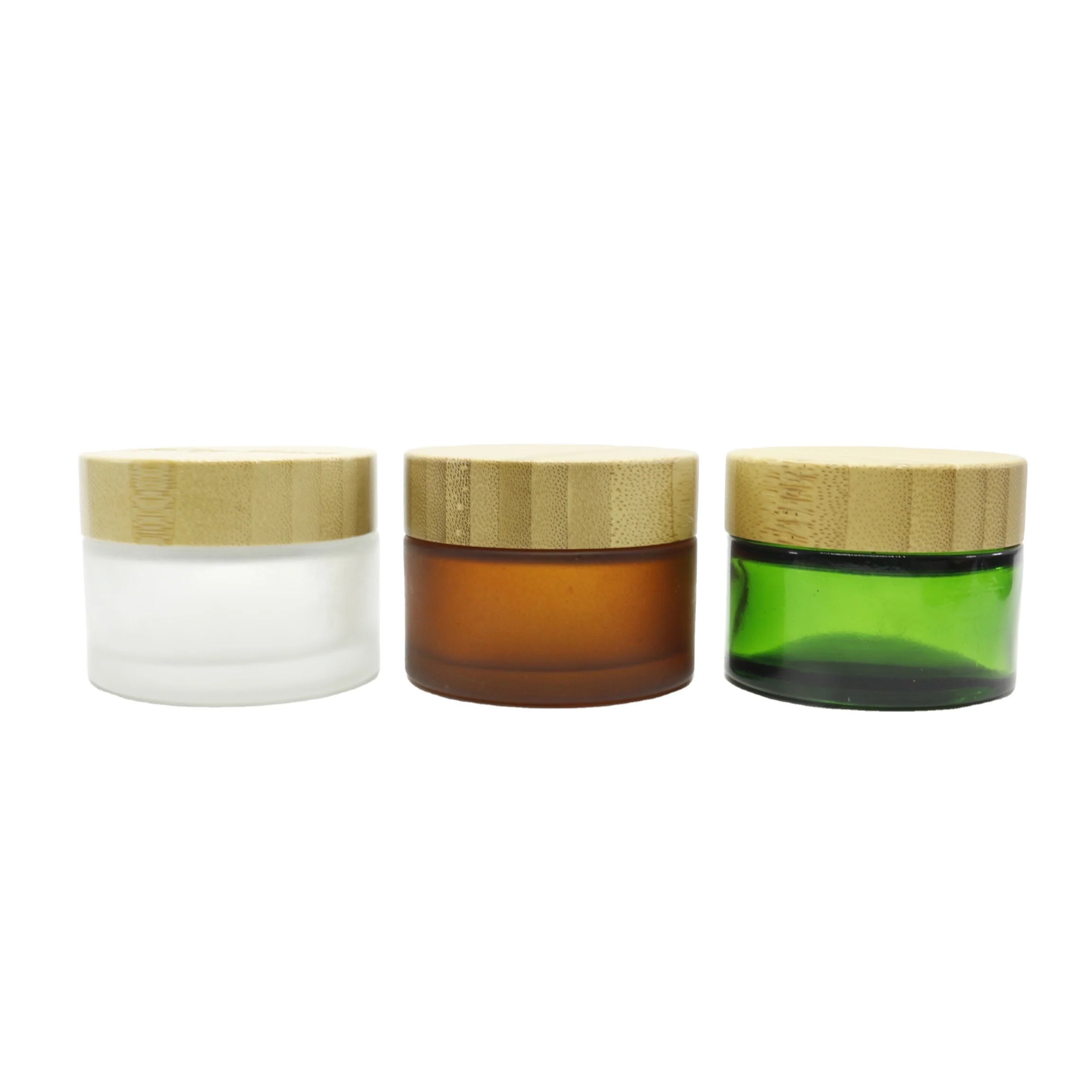 Bamboo Packaging Cosmetic 5G 15G 30G 50G 100G Face Cream Jar Lip Scrub Mask Clear Frosted Bamboo Lid Glass Jar Bamboo Cream Jar
