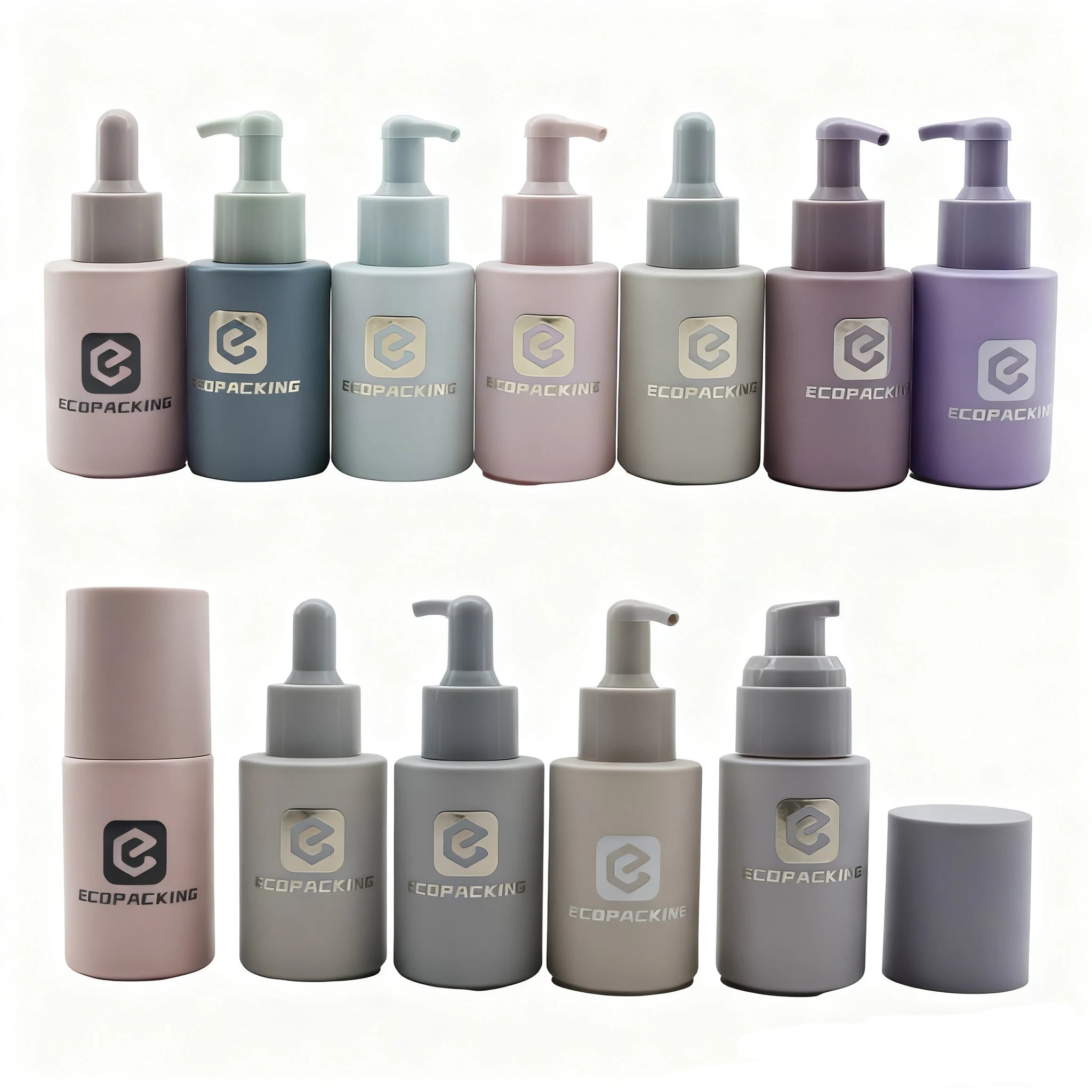 30ML 1OZ Flat Glass Lotion Pump & Dropper Bottle with Frosted Finish Custom Color & Logo for Face Cream & Eye Drop - 图片 4
