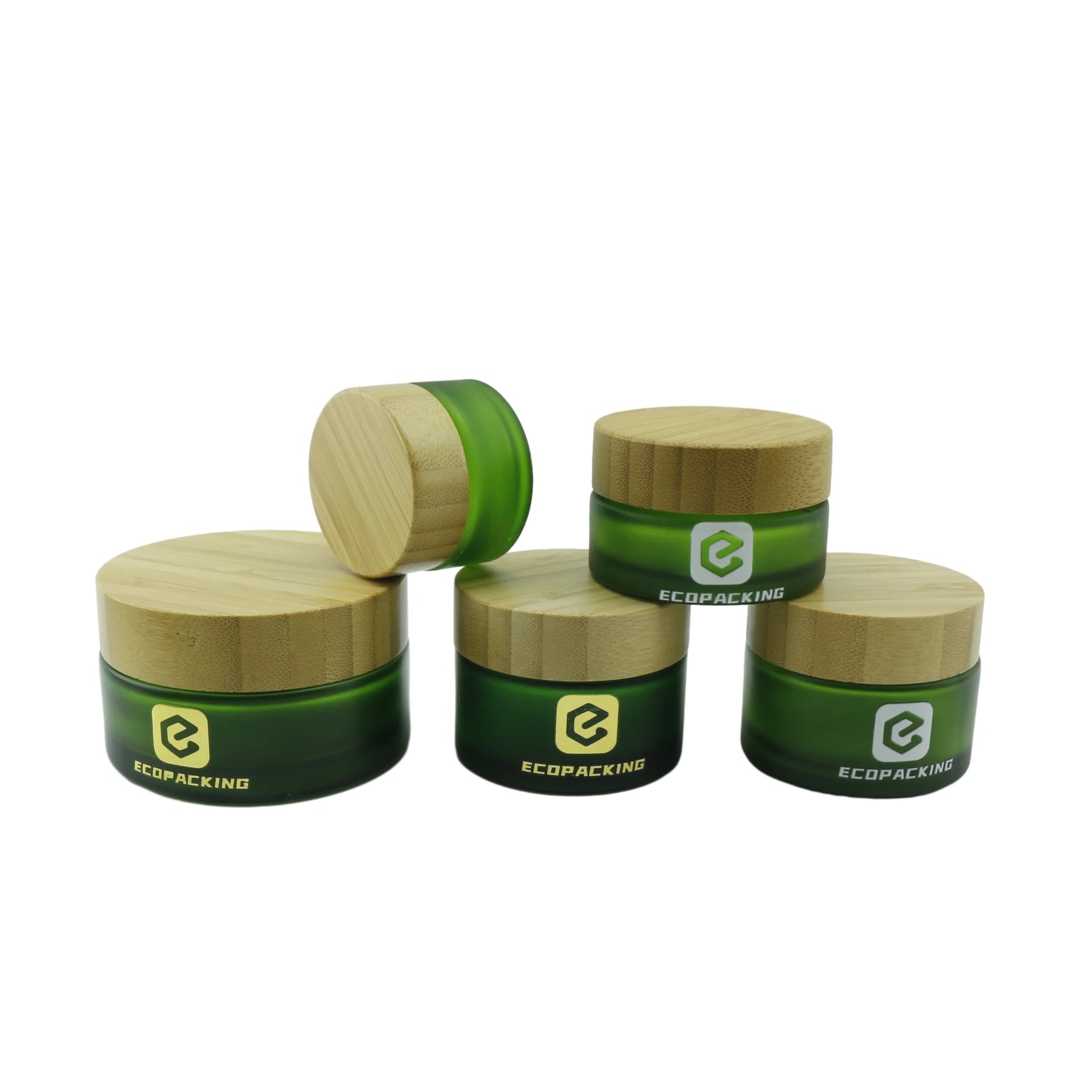 Cosmetic Body Butter Cream 5ml 15ml 30ml 50ml 100ml 200ml Frosted White Black Amber Green Glass Jar with Bamboo Lid for Cream - 图片 6