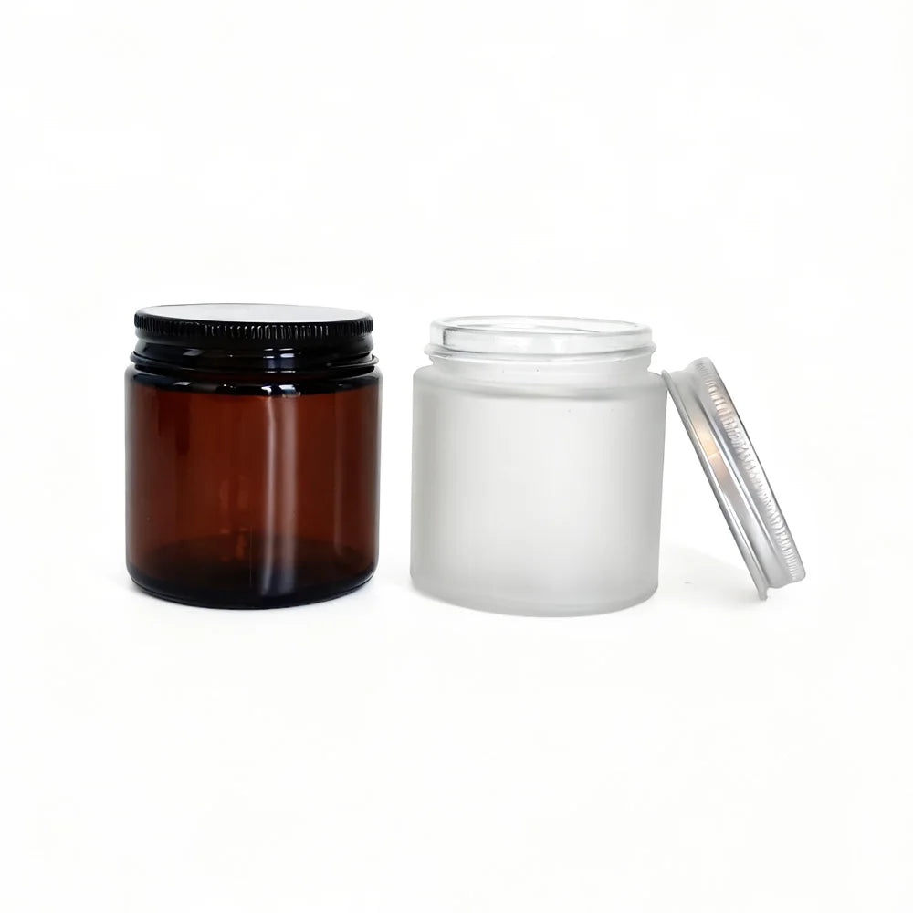 1 oz 2 oz 3 oz 4 oz 8 oz Amber Glass Candle Jars with Black Aluminum Metal Lids - 图片 4