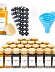 4oz 120ml square Glass Spice Storage Bottles Food Grade Kitchen Jar with Bamboo Lid 12pcs 24pcs Seasoning Bottle