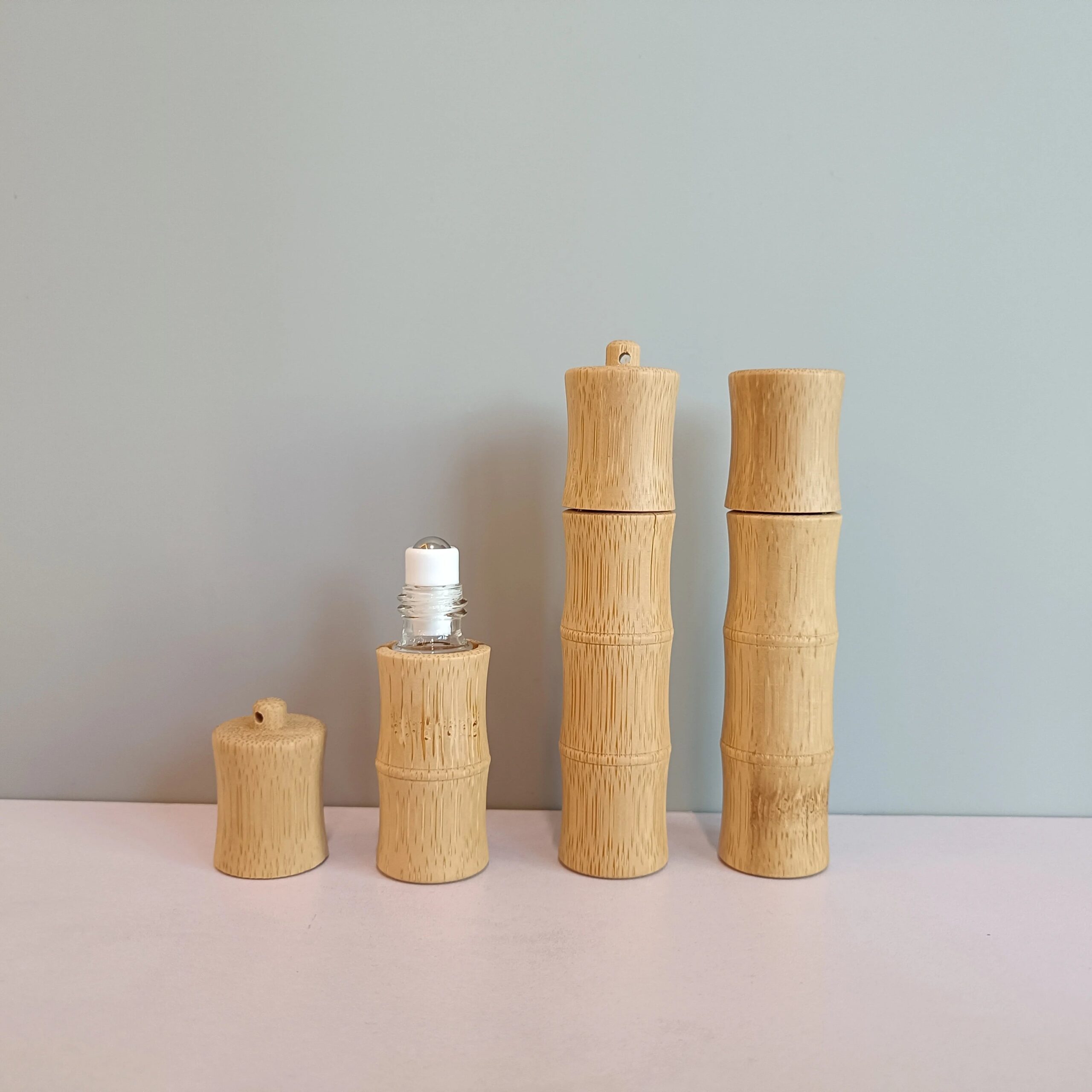 Eco-friendly Cosmetic Bamboo Roll on Essential Oil Empty 5ml 10ml Bamboo Roller Bottle