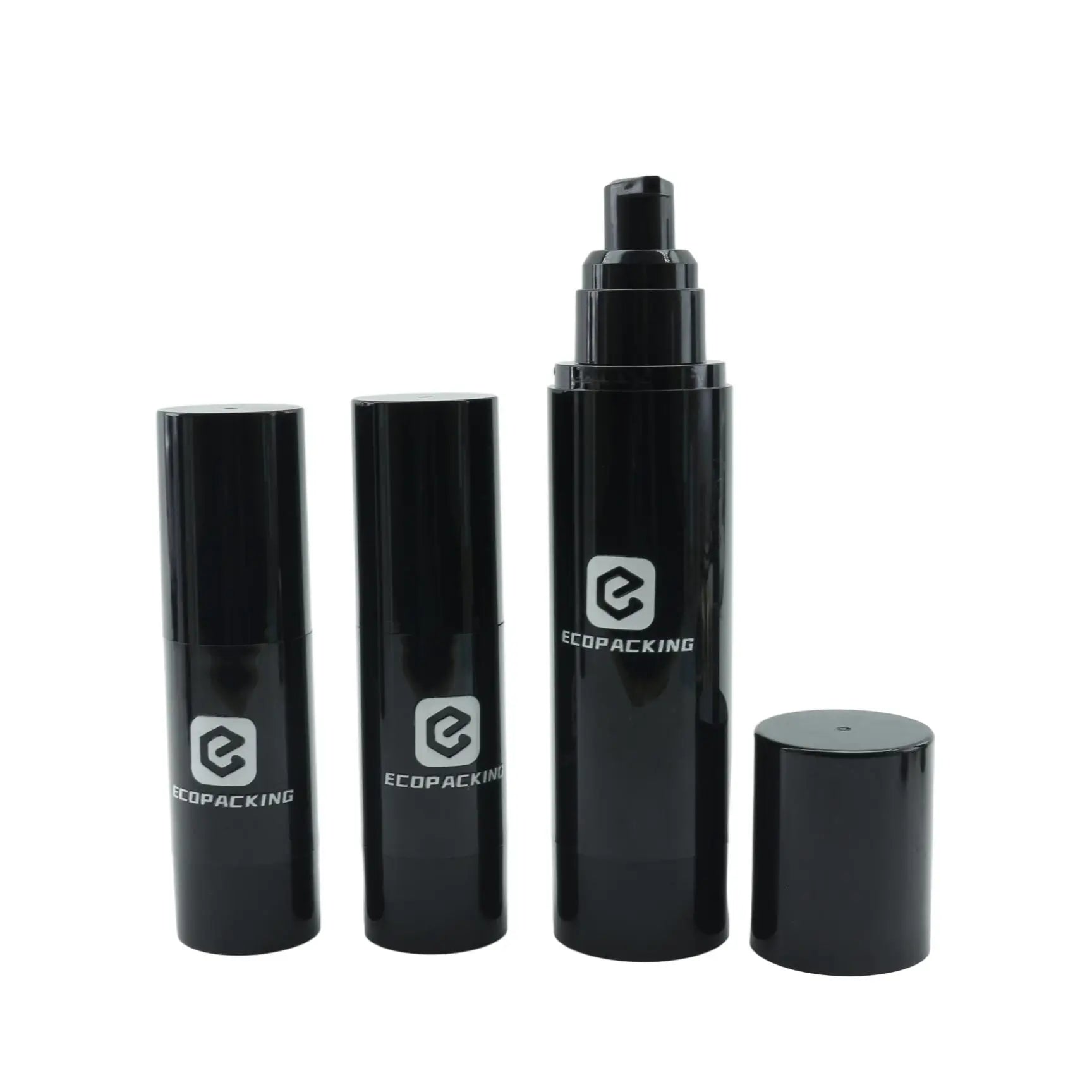 15ml 30ml 50ml Black Cosmetic Lotion Refillable Airless Pump Bottle Luxury Plastic Black Airless Pump Bottle - 图片 4