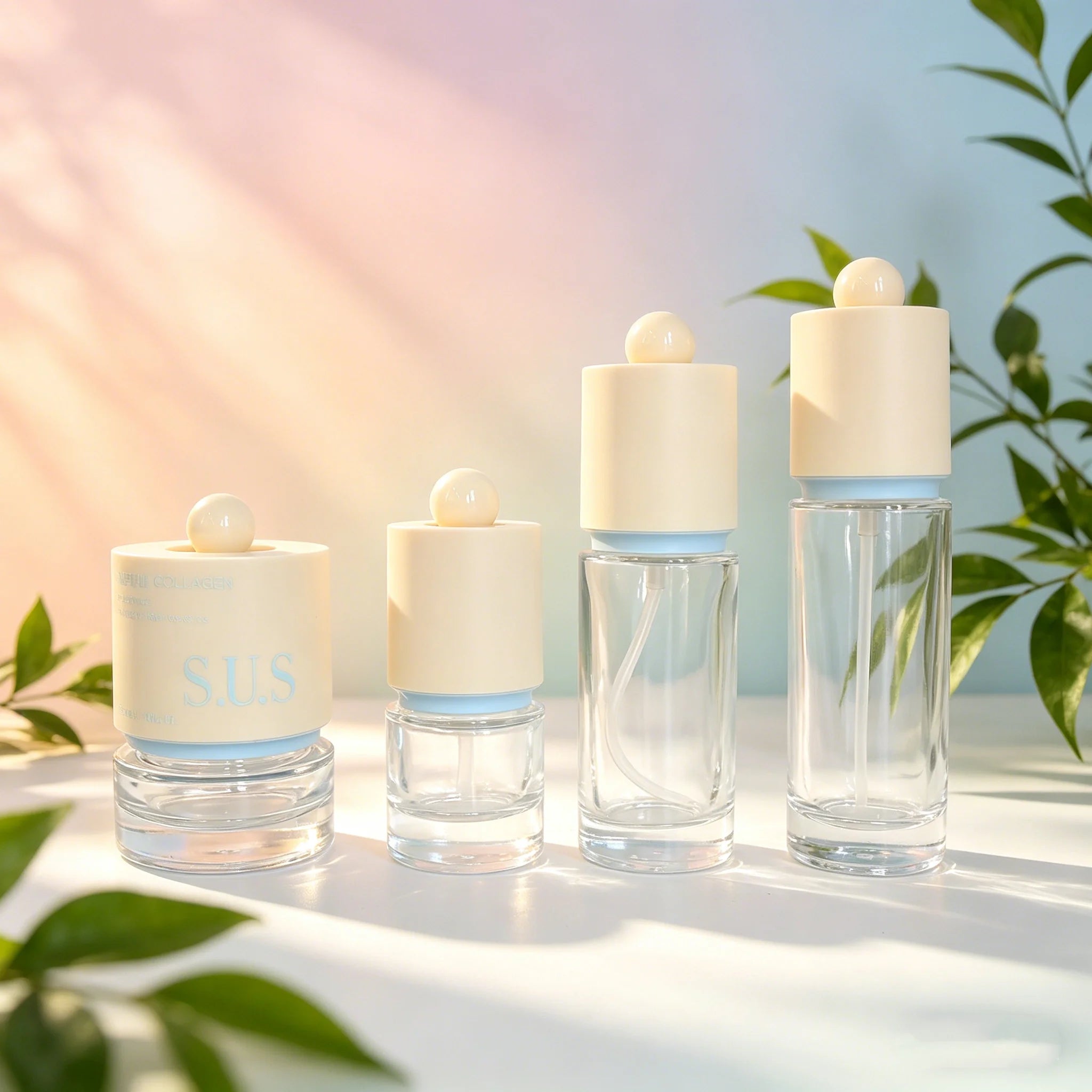 Luxury Thick Base Glass Serum Bottle, Tall Cap High-End Cosmetic Pump Bottle 30ml 50ml 100ml 120ml Skincare Wholesale - 图片 6