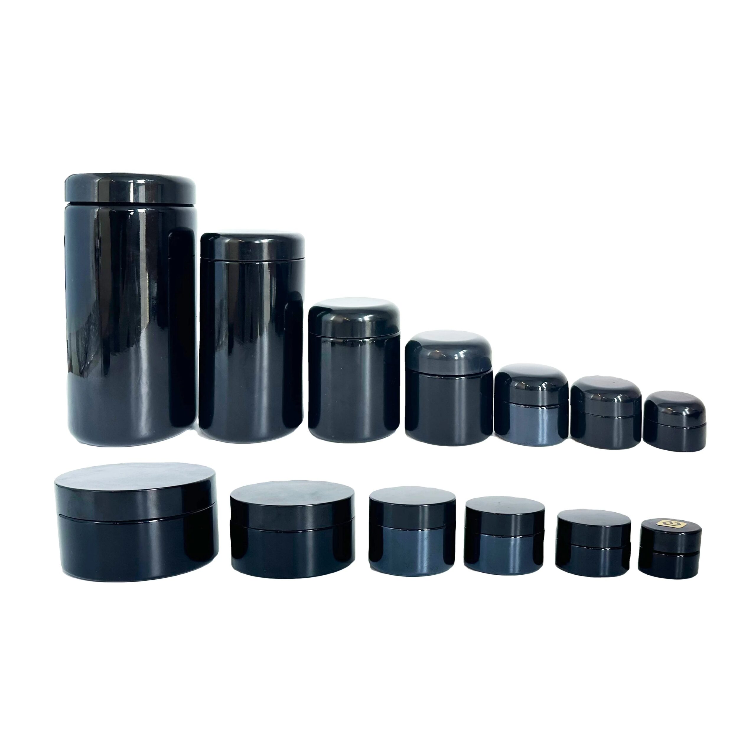 UV Black Dark Violet Cosmetic Glass Jar with Lid 5ml to 1000ml Range for Body Butter Cream Hair Wax for Skin Care