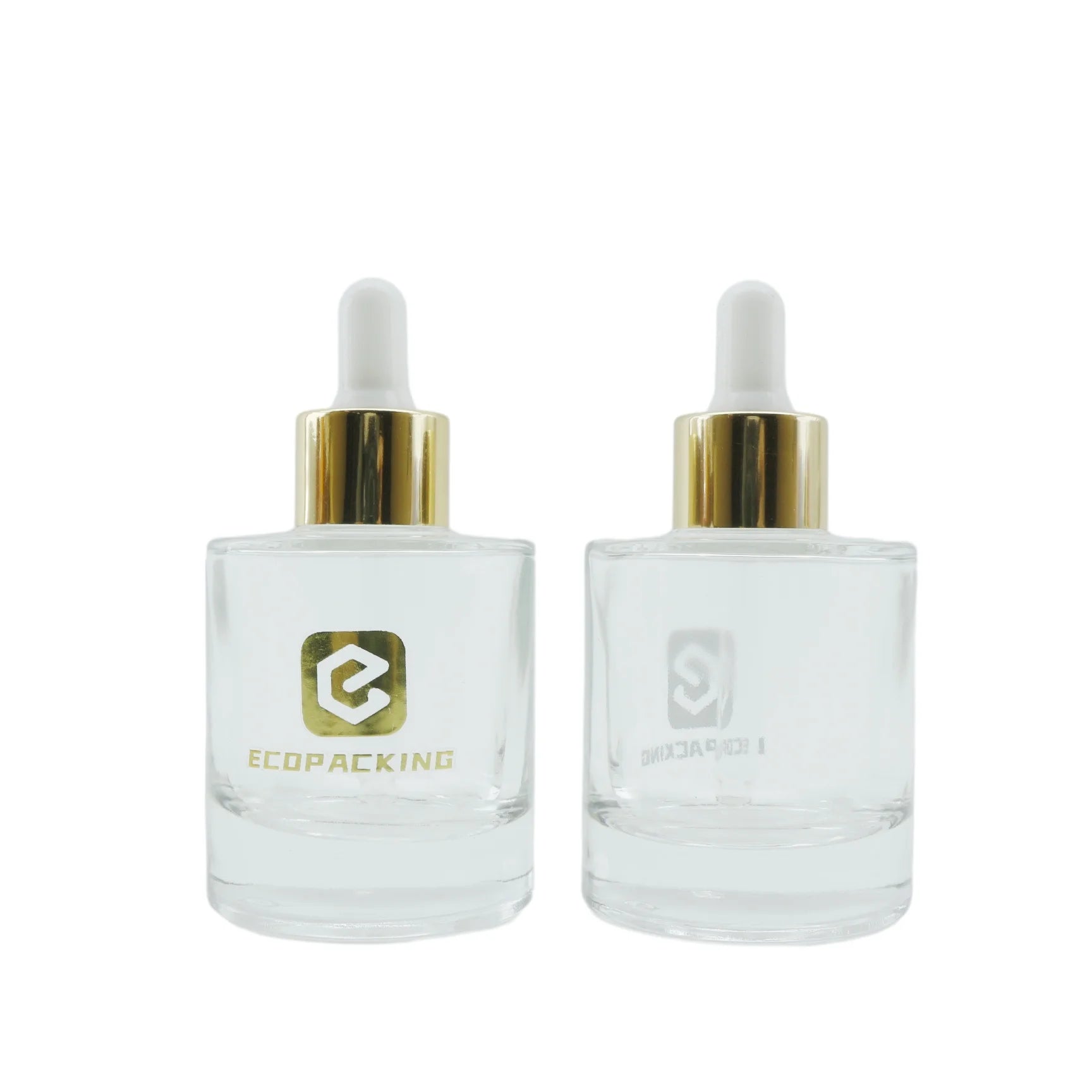 30ml 50ml Serum Cosmetic Packaging Gradient Flat Shoulder Empty Repair Glass Dropper Bottle Oil Bottle with Dropper - 图片 5