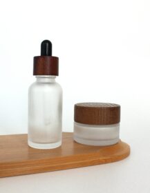 Frosted Essential Oil Serum Cosmetic Glass Dropper Bottle with Ash Wood Walnut Wood Cap for Skin Care Eco Friendly Packaging