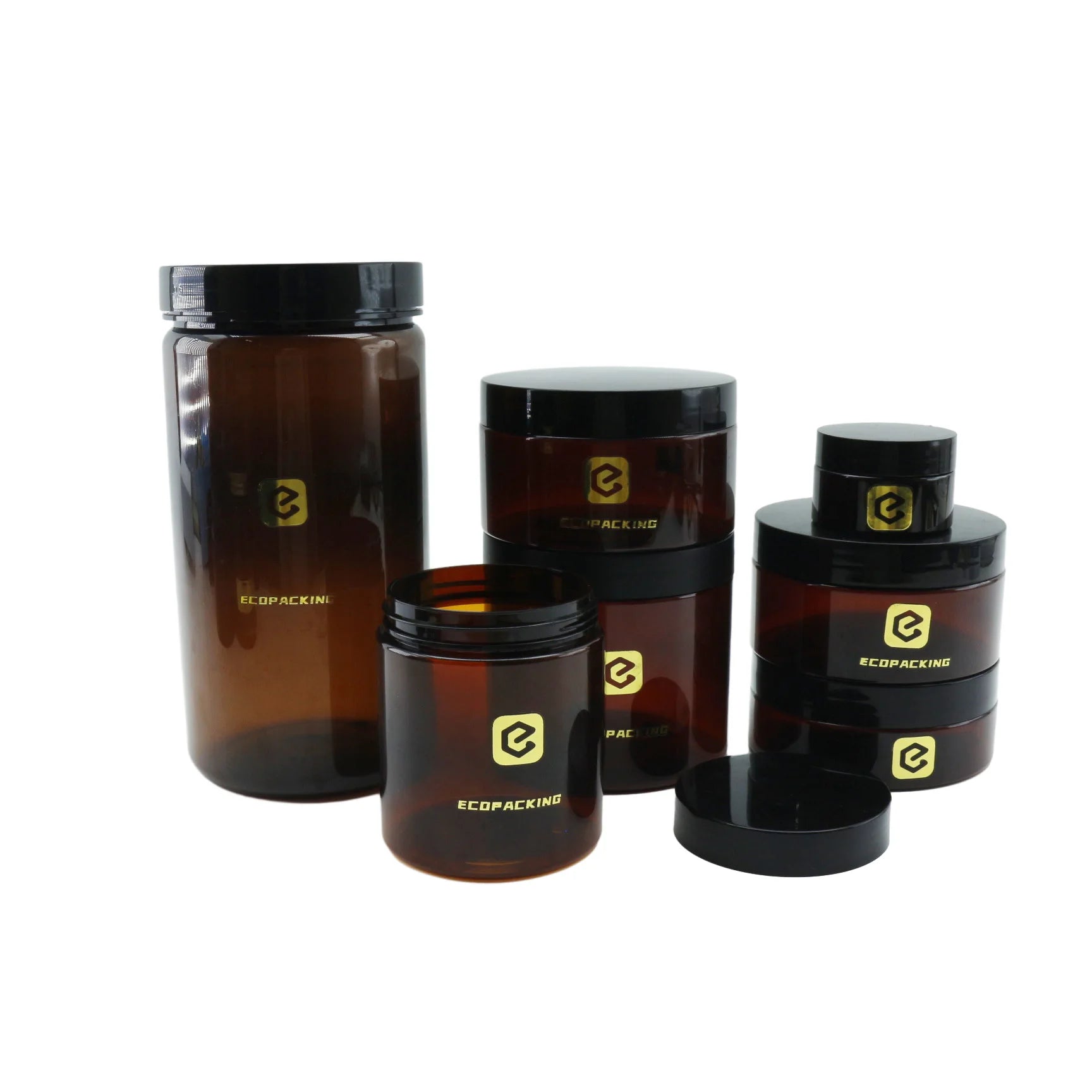 30ml 50ml 100ml 120ml 150ml 200ml 250ml Plastic Jar Black White Amber PET Cream Jars with Lids for Skincare Packaging F888 - 图片 3