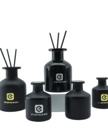 50ml 100ml 150ml 200ml Classic black Frosted Diffuser Bottle Empty clear Round Glass Reed Diffuser Bottles