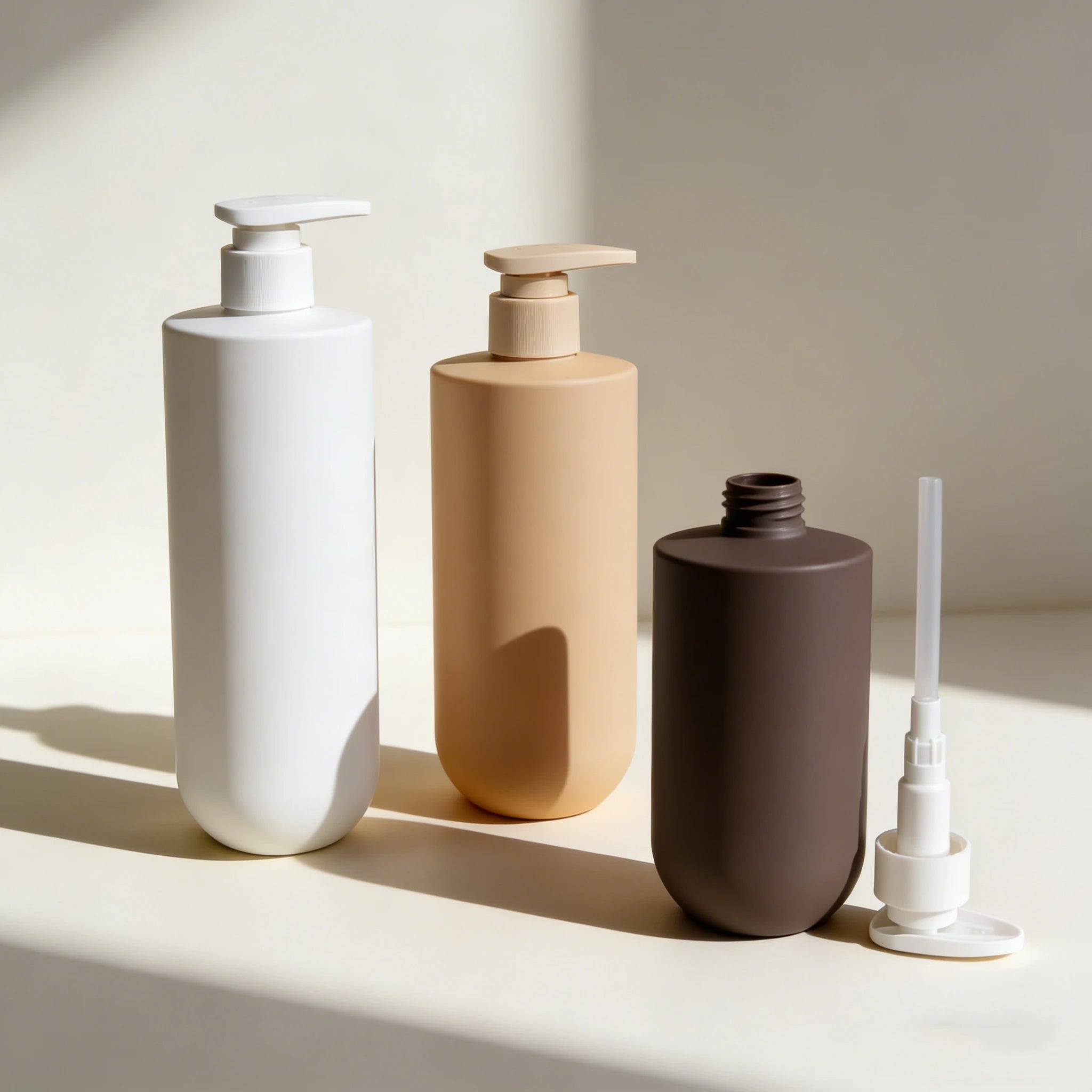 Plastic Brown Cylinder Shower Gel Bottle Lotion Pump HDPE 200ml Shampoo Hand Sanitizer Silk Screen Printed Lotion Bottle - 图片 6