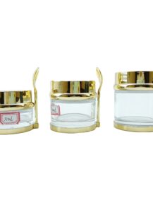 Luxury 30g 50g 80g Skincare Body Packaging Empty Container White Frosted Cosmetic Glass Cream Jar With Golden Lid