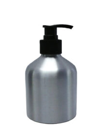 Custom 250ml/8oz Short Cosmetic Aluminum Shampoo Soap Bottle Empty OEM with Pump for Skin Care Liquid Essential Oils Lotions