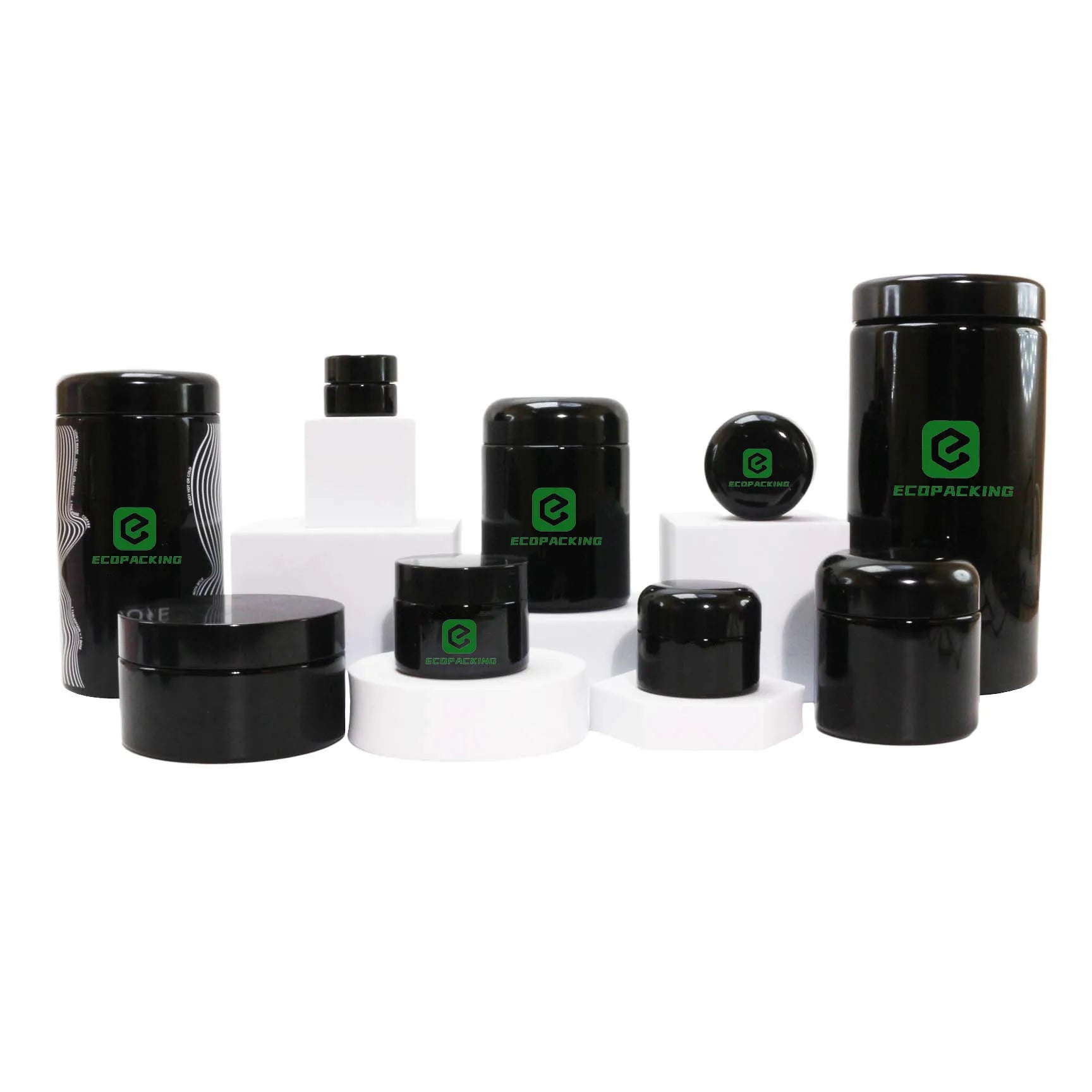 Luxury Black Cream Jars 5ml 15ml 30ml 50ml 100ml 200ml 250ml 500ml 1000ml Uv Cosmetic Glass Container Jar C888