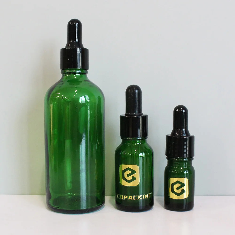 Cosmetic Essential Oil Bottle Green Glass Spray Bottle 100ml 50ml 30ml 5ml 10ml 15ml 20ml Glass Lotion Bottle with Pump - 图片 4