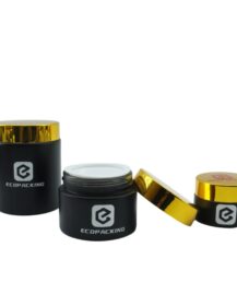 Empty 5ml 10ml 15ml 20ml 30ml 50ml 60ml 100ml Cosmetic Black Glass Cream Jars with Gold Lid