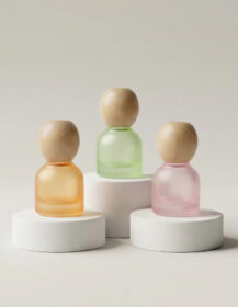 Luxury 10ml Frosted Glass Roll on Bottles Natural Wooden Cap Empty Containers for Skincare Serum & Massage Oil